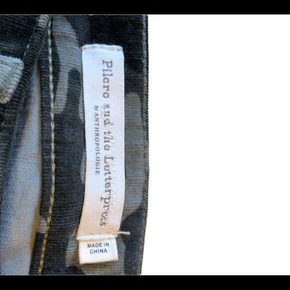 ANTHROPOLOGIE Pilcro And The Letterpress Camo Corduroy Pants EUC - Picture 2 of 16